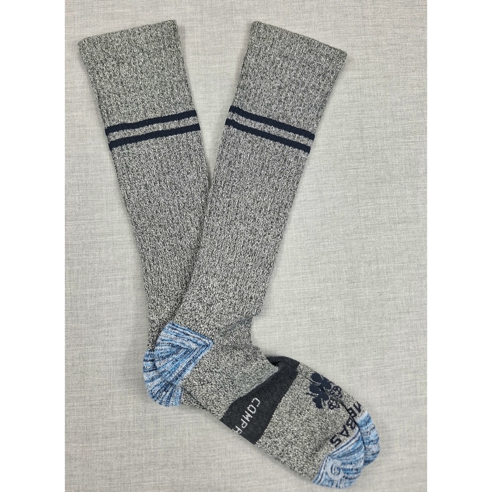 Bombas Mens Everyday Compression Socks Knee High Marled Grey Navy Blue L